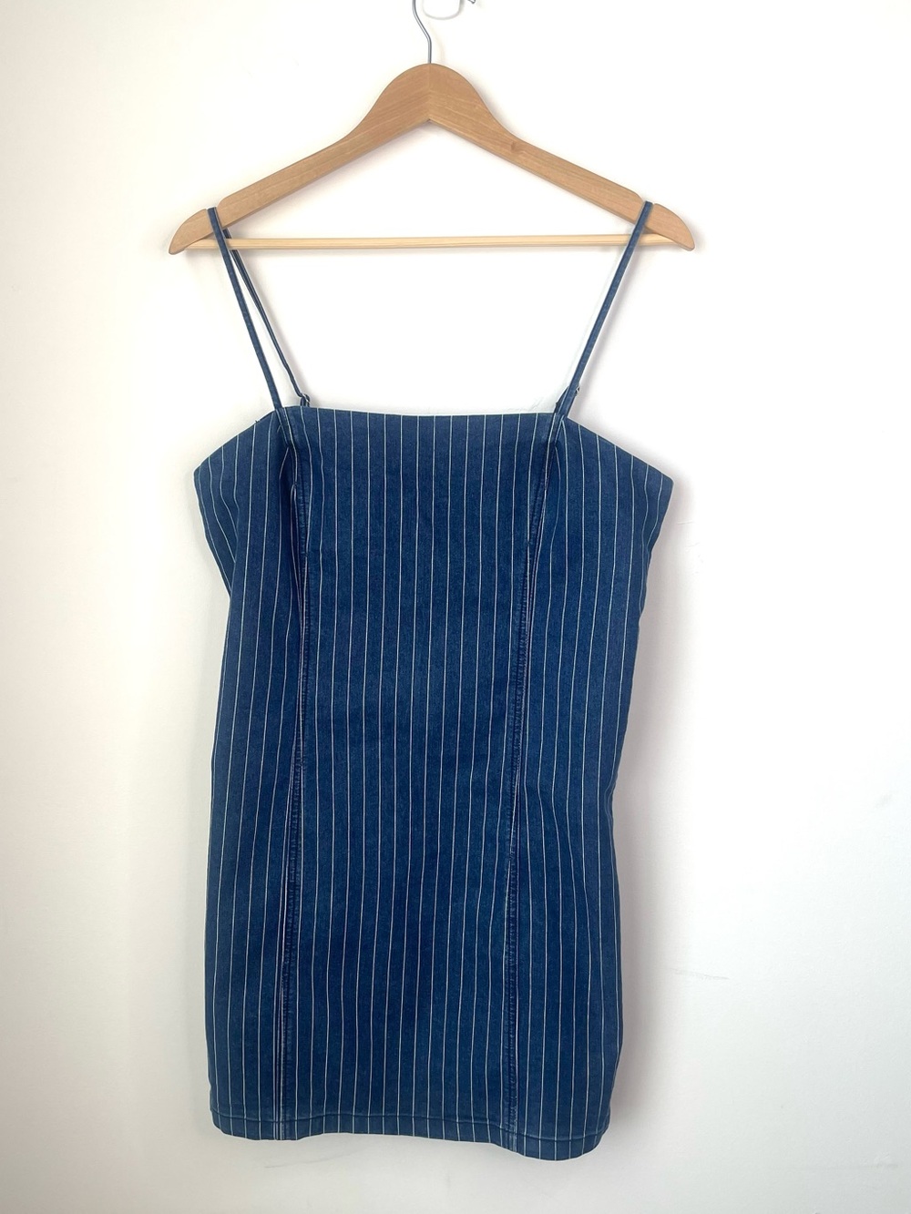 Forever 21 Blue Pinstripe Denim Mini Dress size Large